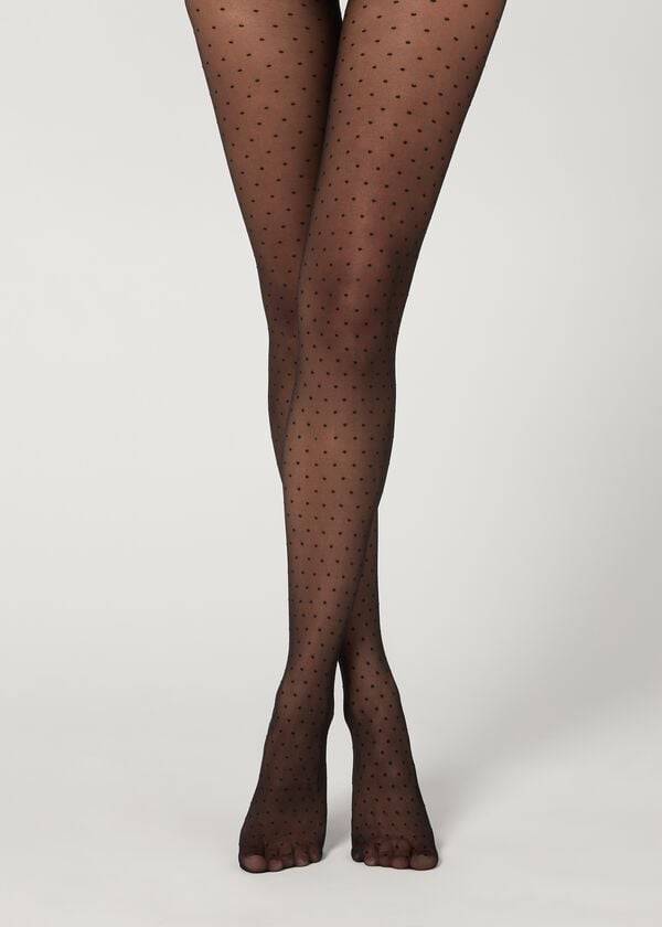 Mallas Calzedonia Polka Dot 20 Denier Invisible Sheer Patterned Mujer Negras | CL1119RW