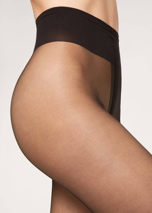 Mallas Calzedonia Premium Matt Second Skin 15 Denier Sheer Mujer Negras | CL1232DN