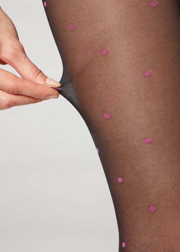 Mallas Calzedonia Sheer 30 Denier All-Over Polka-Dot Patterned Mujer Negras | CL1128DN