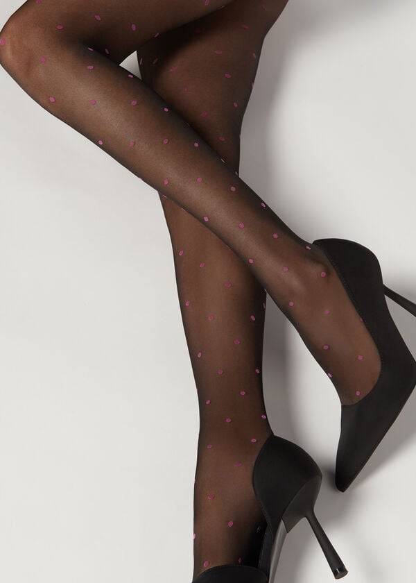 Mallas Calzedonia Sheer 30 Denier All-Over Polka-Dot Patterned Mujer Negras | CL1128DN