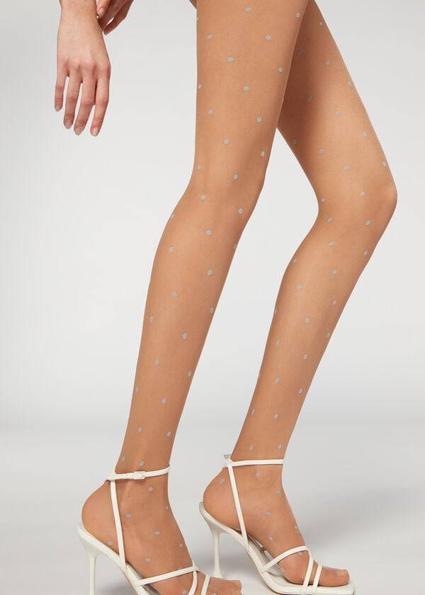 Mallas Calzedonia Sheer 30 Denier All-Over Polka-Dot Patterned Mujer Beige | CL1129FM
