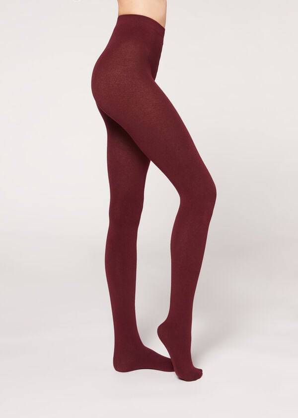 Mallas Calzedonia Soft Modal and Cashmere Blend Opaque Mujer Burdeos | CL1059CE