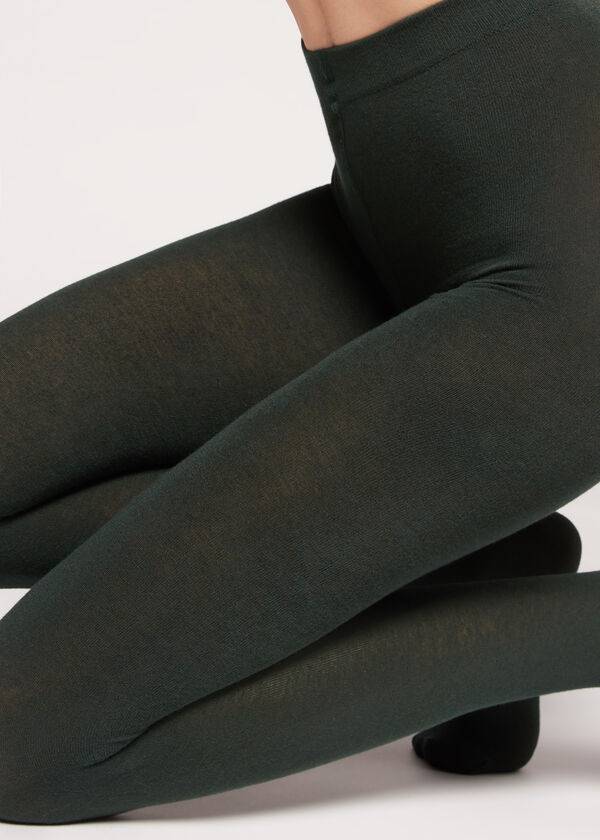 Mallas Calzedonia Soft Modal and Cashmere Blend Opaque Mujer Verde | CL1060VD