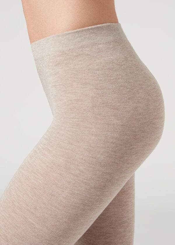 Mallas Calzedonia Soft Modal and Cashmere Blend Opaque Mujer Beige | CL1061BC