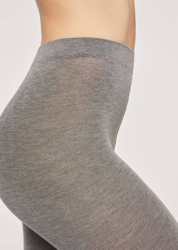 Mallas Calzedonia Soft Modal and Cashmere Blend Opaque Mujer Gris | CL1062NB