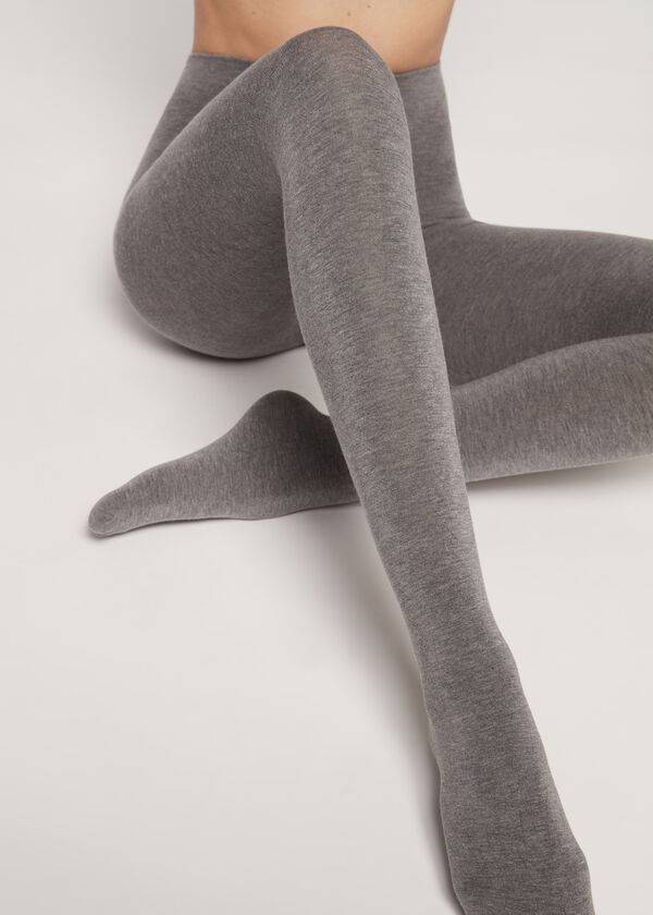 Mallas Calzedonia Soft Modal and Cashmere Blend Opaque Mujer Gris | CL1062NB