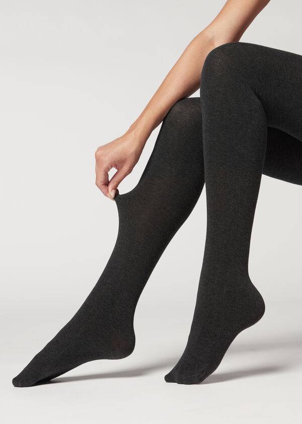 Mallas Calzedonia Soft Modal and Cashmere Blend Opaque Mujer Taupe | CL1064QZ