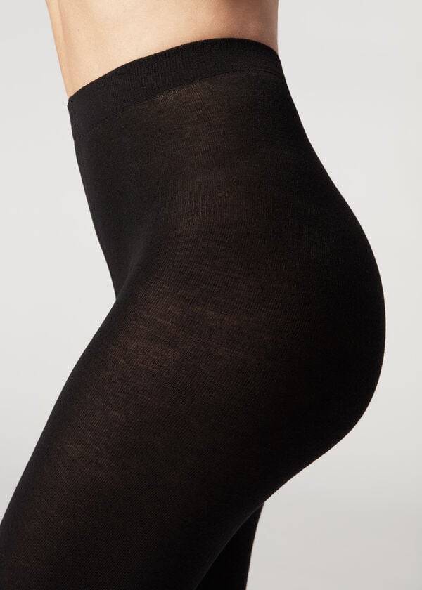 Mallas Calzedonia Soft Modal and Cashmere Blend Opaque Mujer Negras | CL1067RW