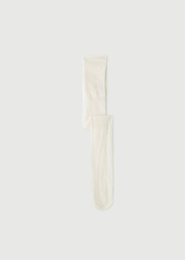 Mallas Calzedonia Wave-Motif Micronet Niños Blancas | CL3018ZG