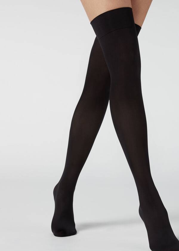 Medias Calzedonia 50 Denier Opaque Microfiber Mujer Negras | CL1253IS