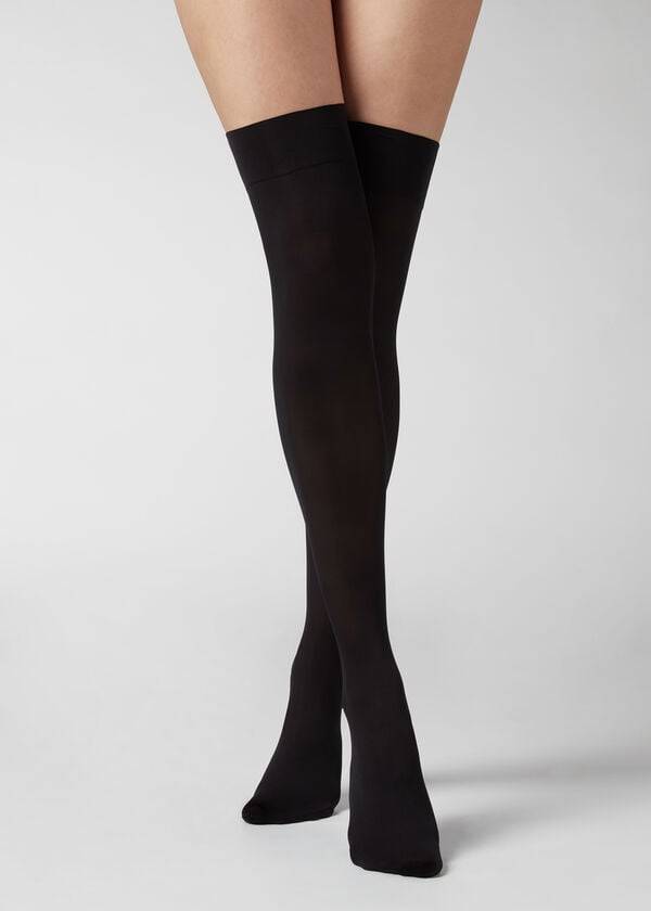 Medias Calzedonia 50 Denier Opaque Microfiber Mujer Negras | CL1253IS