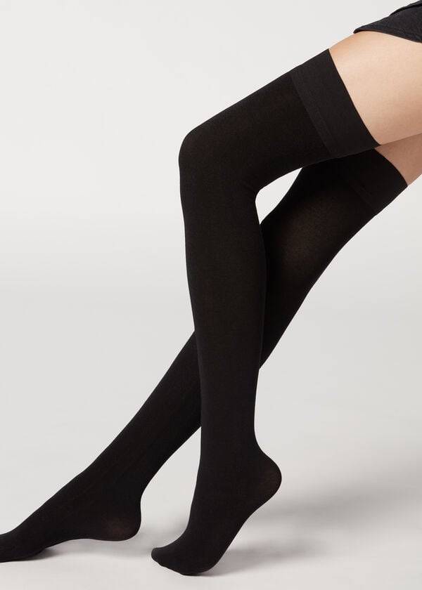 Medias Calzedonia Cashmere Thigh-Highs Mujer Negras | CL1261HK