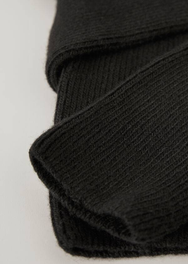 Medias Calzedonia Thigh High Socks with Open Knit Lana Mujer Negras | CL1270NB