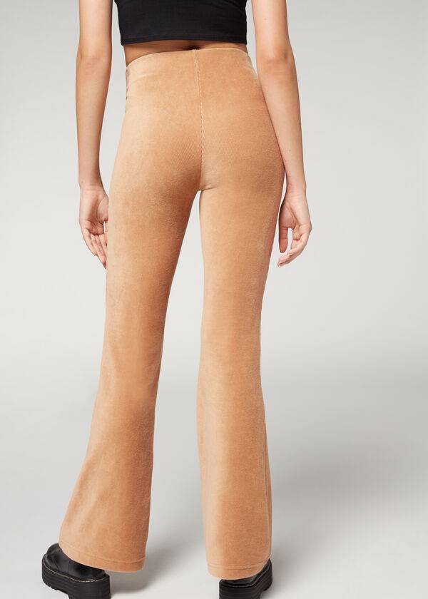 Pantalones Calzedonia Acanalado Flared Velvet Mujer Marrones | CL2736KI