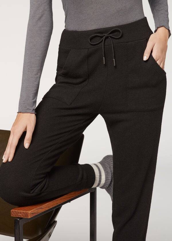 Pantalones Calzedonia Cashmere Blend Stretch Mujer Negras | CL2714FM