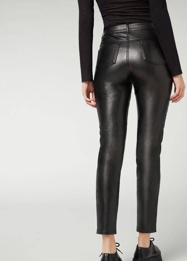 Pantalones Calzedonia Coated Thermal Flaco Ciclismo Mujer Negras | CL2722YU