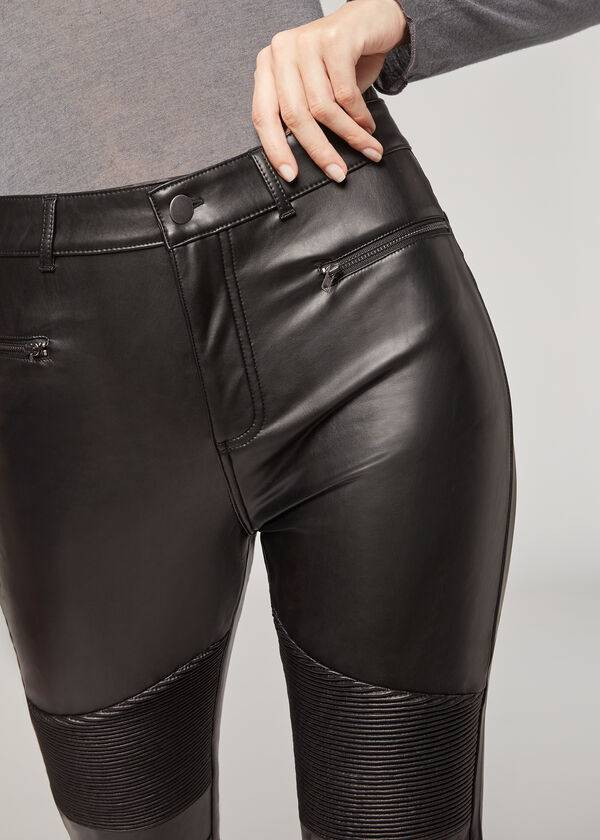 Pantalones Calzedonia Coated Thermal Flaco Ciclismo Mujer Negras | CL2722YU