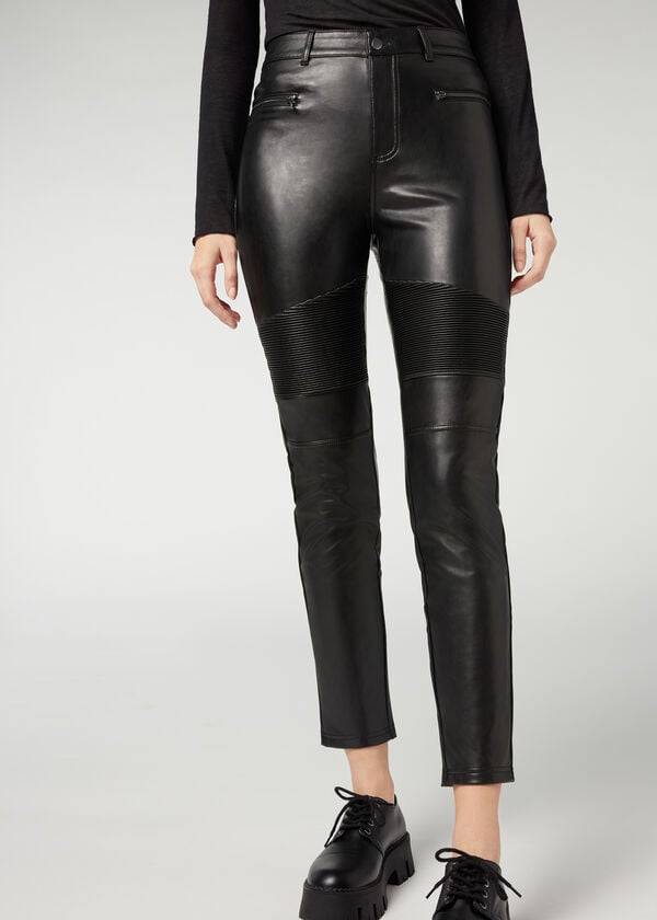 Pantalones Calzedonia Coated Thermal Flaco Ciclismo Mujer Negras | CL2722YU