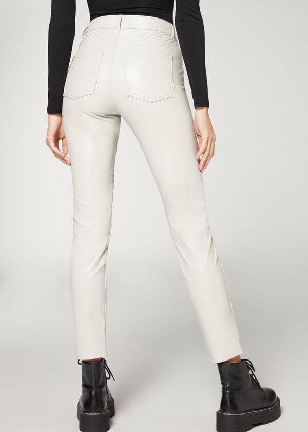 Pantalones Calzedonia Coated Thermal Flaco Ciclismo Mujer Blancas | CL2723TV