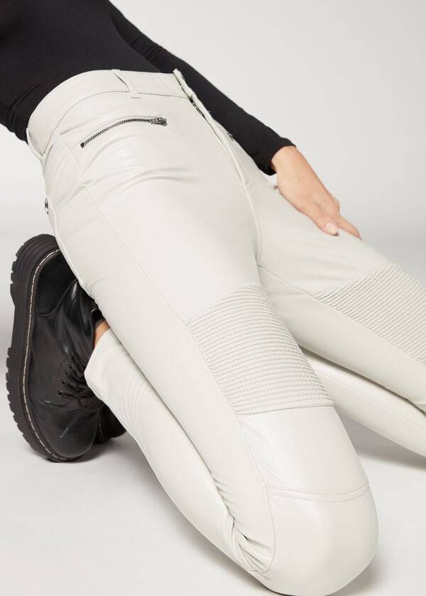 Pantalones Calzedonia Coated Thermal Flaco Ciclismo Mujer Blancas | CL2723TV