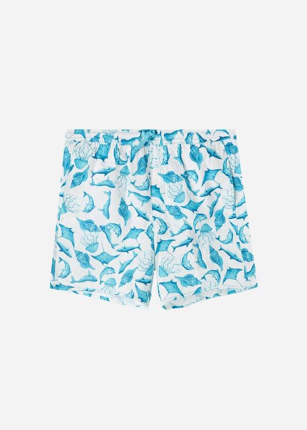 Traje De Baño Calzedonia Formentera Hombre Turquesa Blancas | CL2920EX