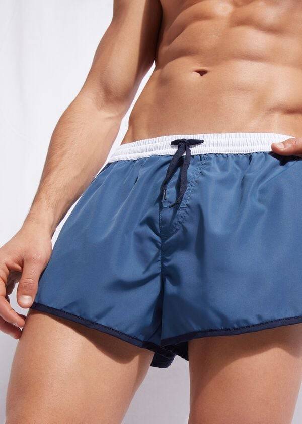 Traje De Baño Calzedonia Venice Beach Hombre Azules Blancas | CL2911SO