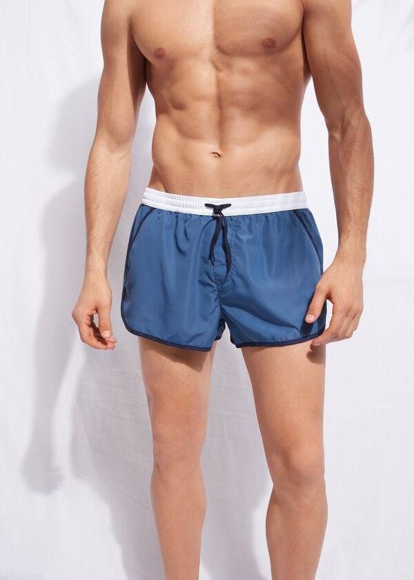 Traje De Baño Calzedonia Venice Beach Hombre Azules Blancas | CL2911SO
